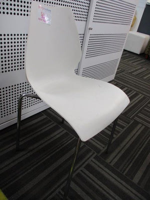 Chair - Cafe Chair - Chrome Legs - White