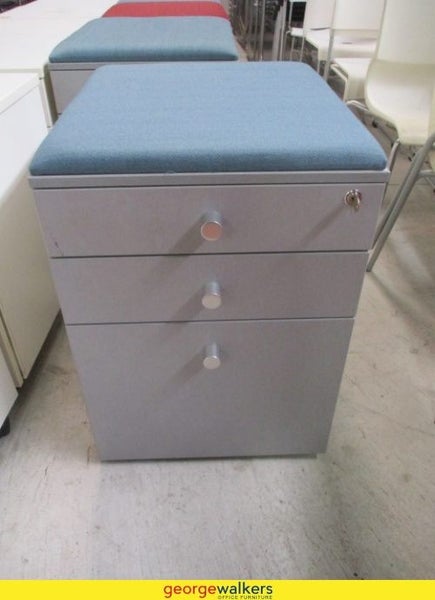 3-Drawer Mobile Cabinet with Cushion on top Silver - ON SALE LIMITED TIME