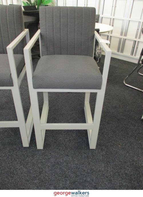 Chair - Barstool - Outdoor Barstool with Padded Seats and Back - Grey  72cm