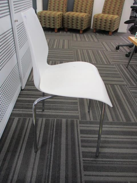 Chair - Cafe Chair - Chrome Legs - White