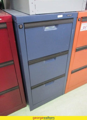 3-Drawer Metal Filing Cabinet Blue