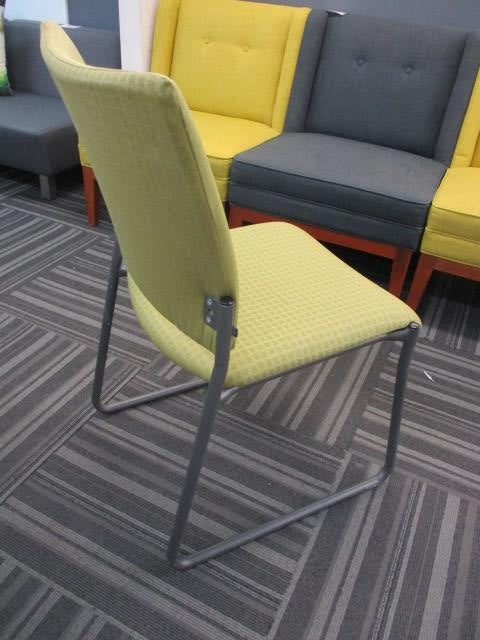 Chair - Reception Chair - Reception chair with grey metal sled base - Green/Grey