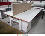 Desk - Pod Desk Workstation - White-Tawa Trim - 2100 x 800 mm