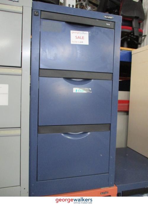 Filing & Storage - Filing Drawer - 3 - Drawer - Europlan - Blue - 500 x 620 x 1010mm