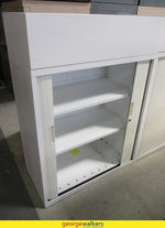 2-Door Tambour Cabinet with Planter Box White