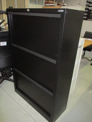 3-Drawer Tilt Metal Cabinet- Black - 900 x 350 x 1380 mm