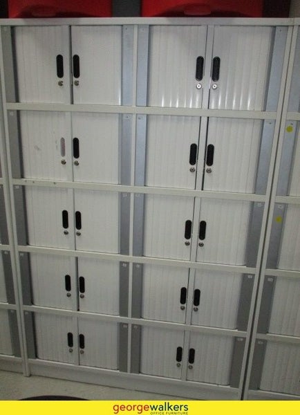 PR3994 - 1850mm Office Compartment Locker Tambour Door White - George Walkers Office Furniture Megastore
