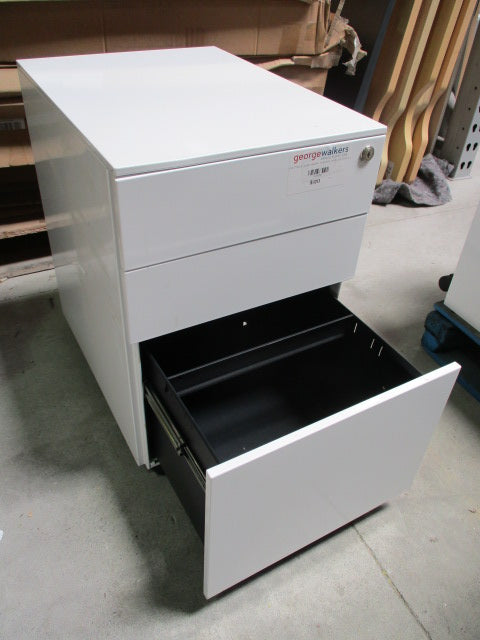 3-Drawers Mobile Cabinet White 600 mm