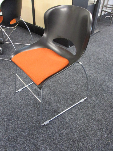 Reception Chair Sled Type - Black/Orange