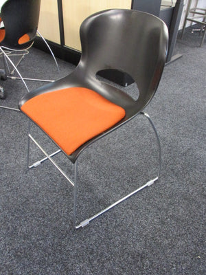 Reception Chair Sled Type - Black/Orange