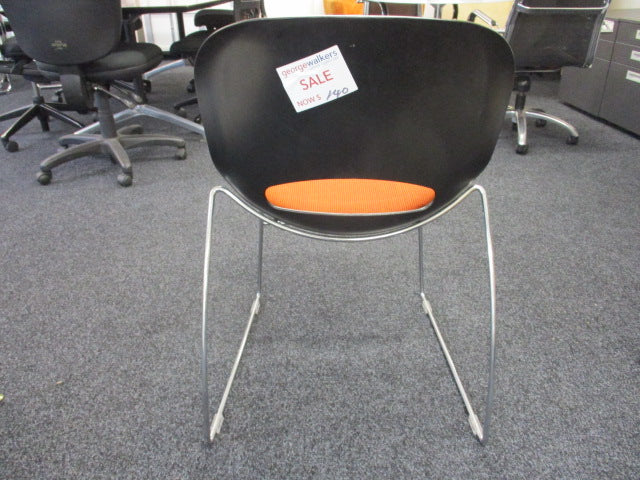 Reception Chair Sled Type - Black/Orange