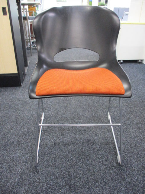 Reception Chair Sled Type - Black/Orange