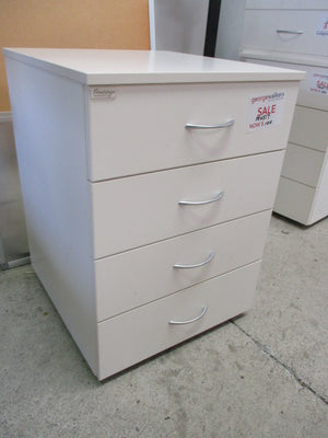 4-Drawers Mobile Cabinet White 460mm