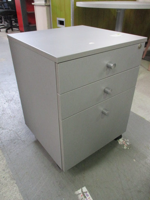 3-Drawer Mobile Cabinet Silver Melteca