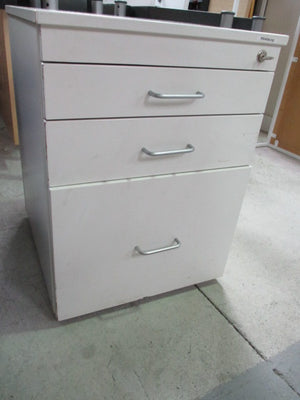 3-Drawer Mobile Filing Cabinet White