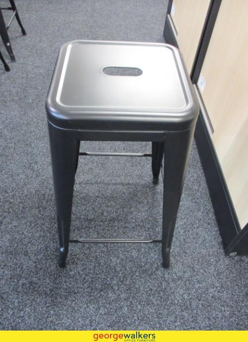 Chair - Barstool - Metal - Matte Black - 31cm  x  66cm