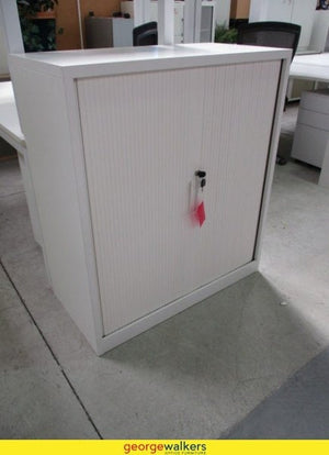 2-Door Metal Tambour Cabinet with Keys White