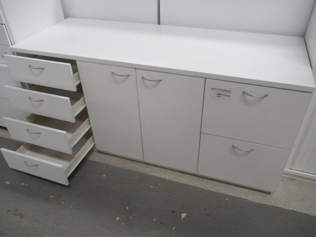 6-Drawers Credenza with Double Doors White 1600 mm