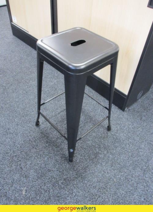 Chair - Barstool - Metal - Matte Black - 31cm  x  66cm