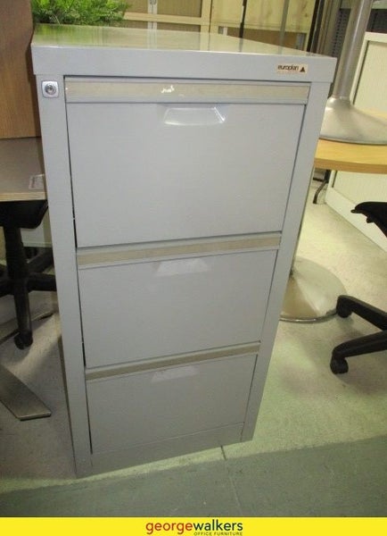 3-Drawer Metal Filing Cabinet Grey