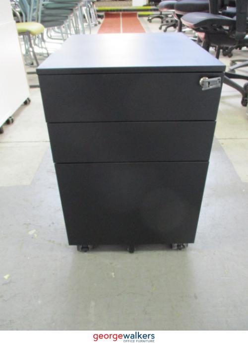 3 - Drawer Mobile Cabinet with Key Black