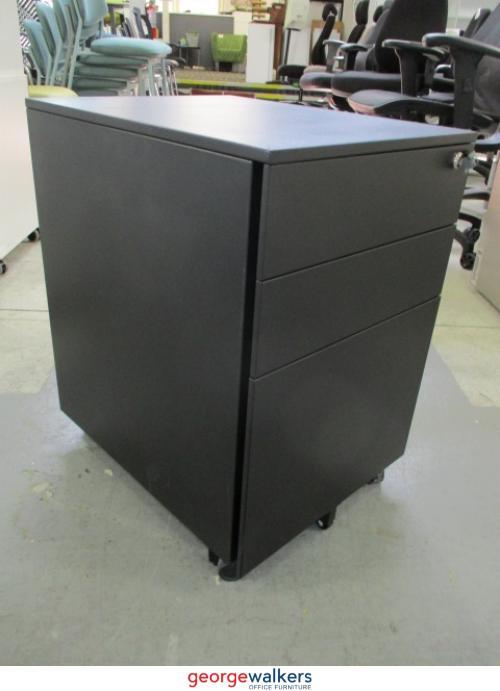 3 - Drawer Mobile Cabinet with Key Black