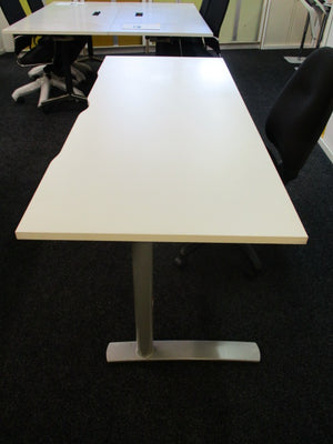 1800 Straight Desk Metal Legs White